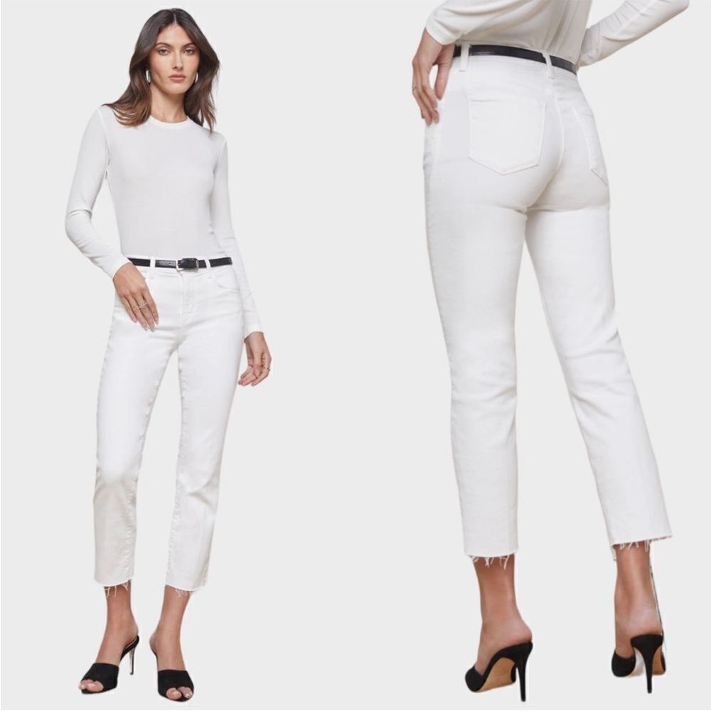 L'AGENCE Sada High Rise Cropped Straight Jeans in Blanc NWT $255